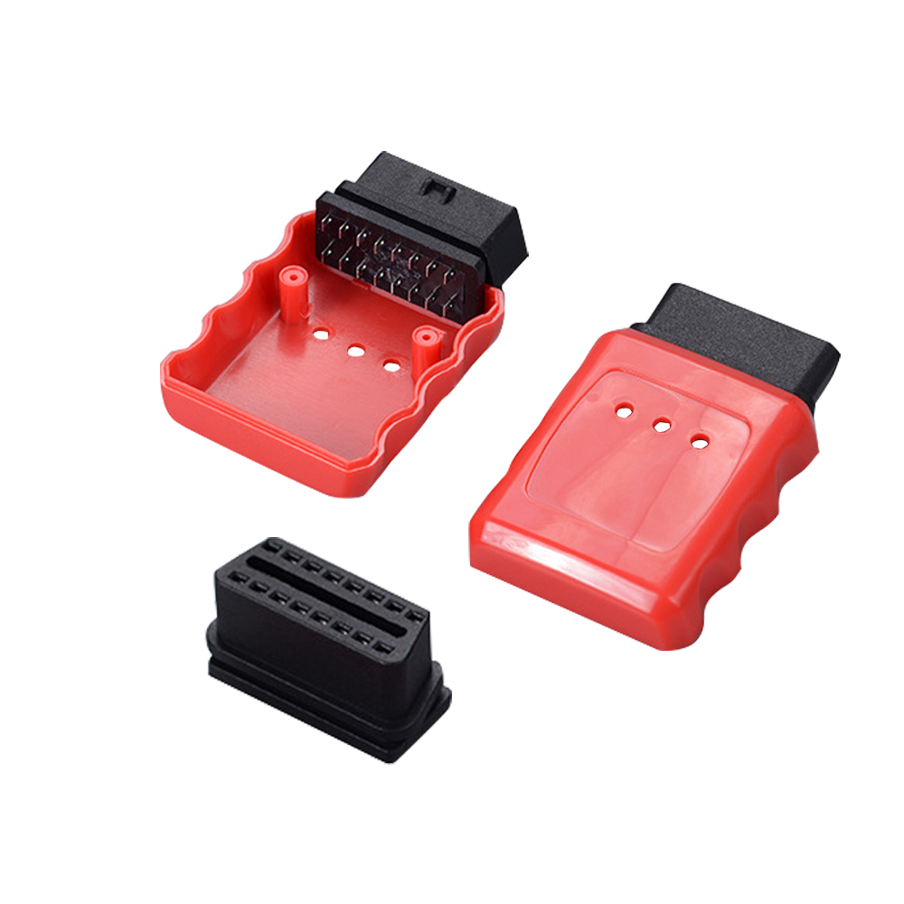 OBDII 90-degree reverse male head with red on-board diagnostic accessory